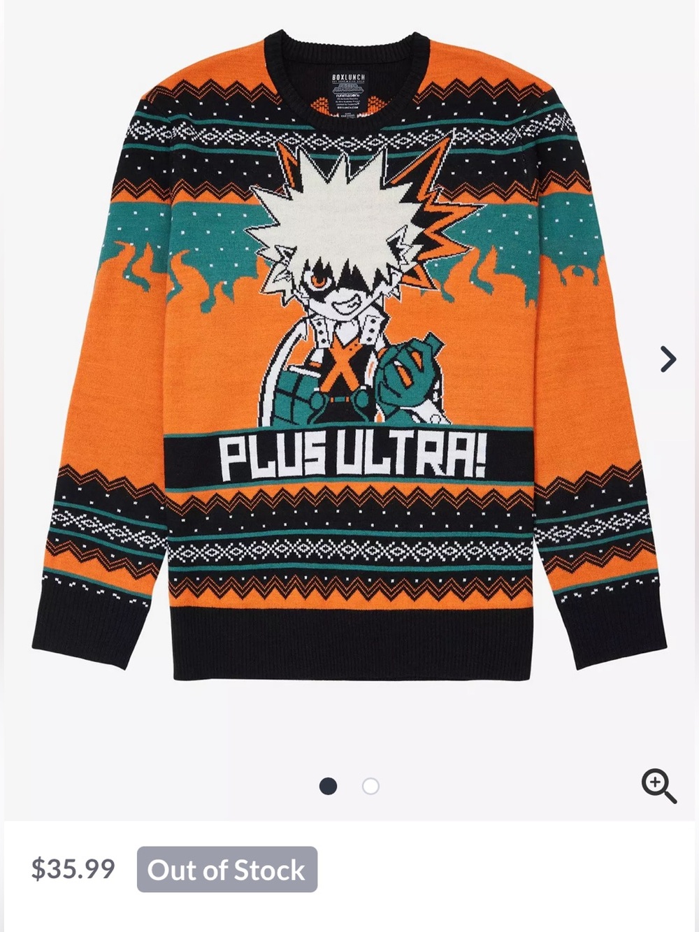 My Hero Academia Bakugo Plus Ultra Holiday Sweater - BoxLunch Exclusive Size XL